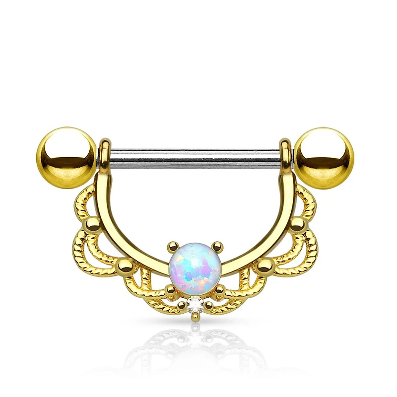 Filigree + Opal Nipple Shield 14g