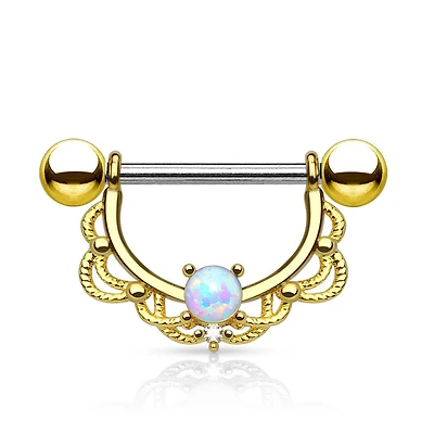 Filigree + Opal Nipple Shield 14g