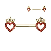 Heart + Crown Nipple Barbell 14g