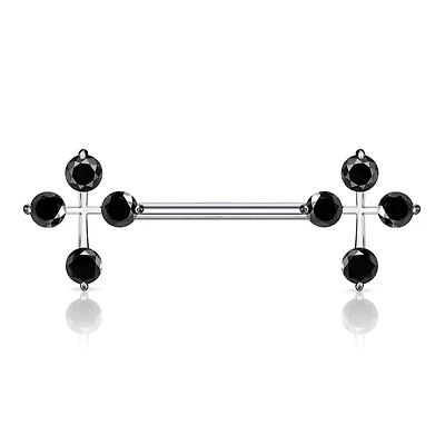 Claw-Set Cross Nipple Barbell 14g