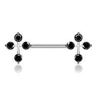 Claw-Set Cross Nipple Barbell 14g
