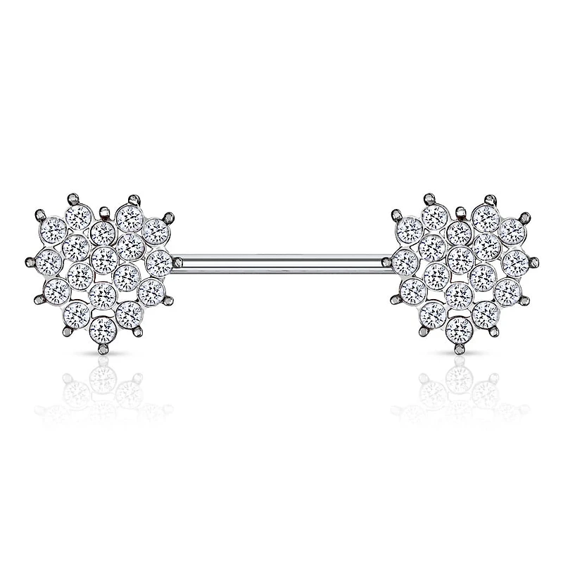 Crystal Heart Nipple Barbell 14g