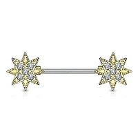 Starburst Nipple Barbell 14g