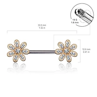 Claw-Set Flower Nipple Barbell 14g