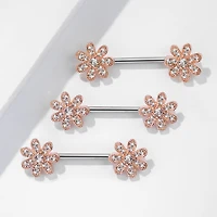 Claw-Set Flower Nipple Barbell 14g