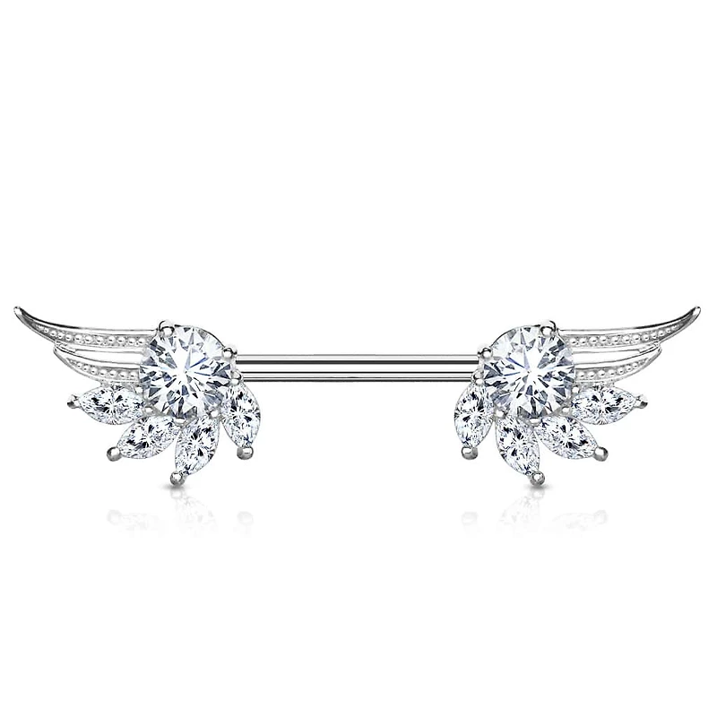 Crystal Wings Nipple Barbell 14g