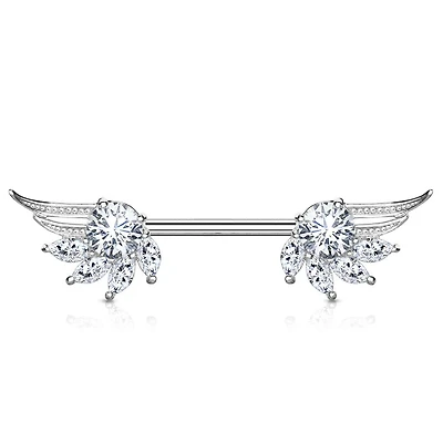 Crystal Wings Nipple Barbell 14g