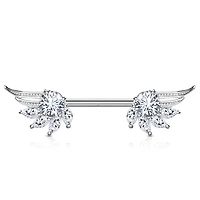 Crystal Wings Nipple Barbell 14g