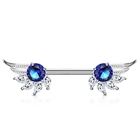 Crystal Wings Nipple Barbell 14g