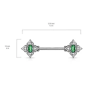 4 Point Filigree Oval Opal Nipple Barbell 14g