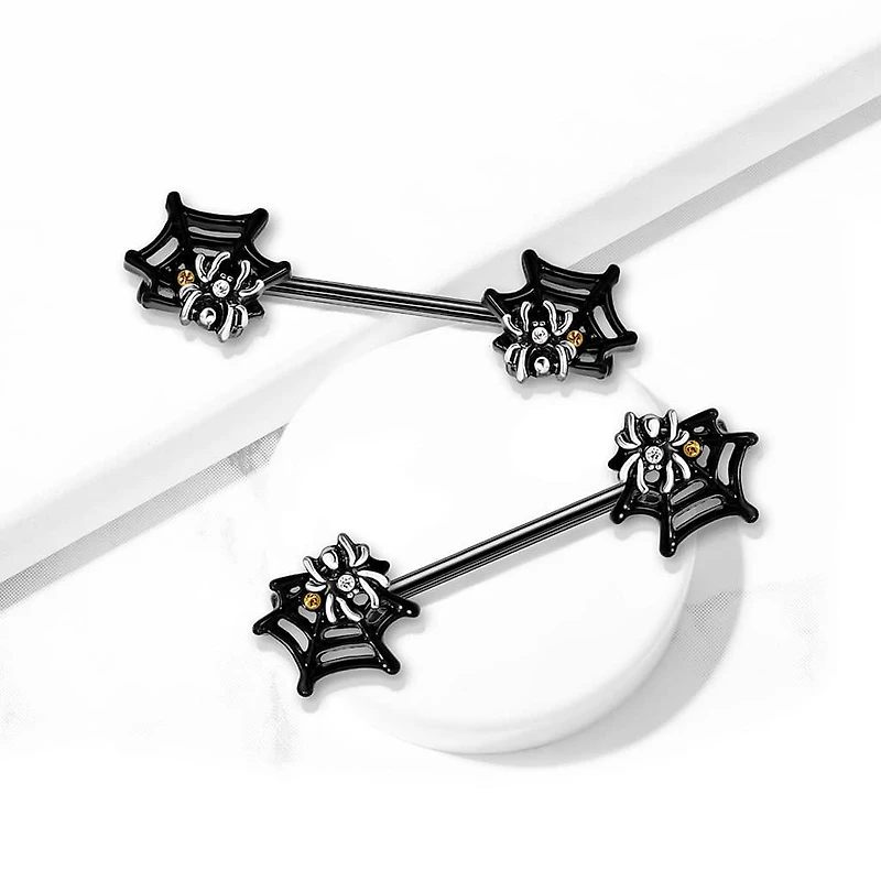 Spiderweb Nipple Barbell 14g