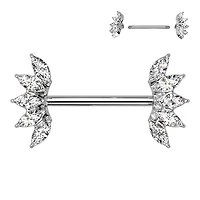 Oval Crystal Curve Nipple Barbell 14g