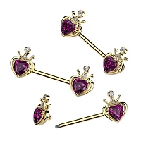 Heart Crown Nipple Barbell 14g