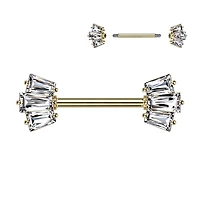 Baguette Crystal Nipple Barbell 14g