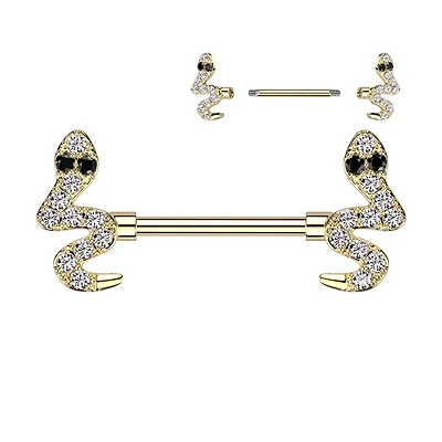 Snake Nipple Barbell 14g