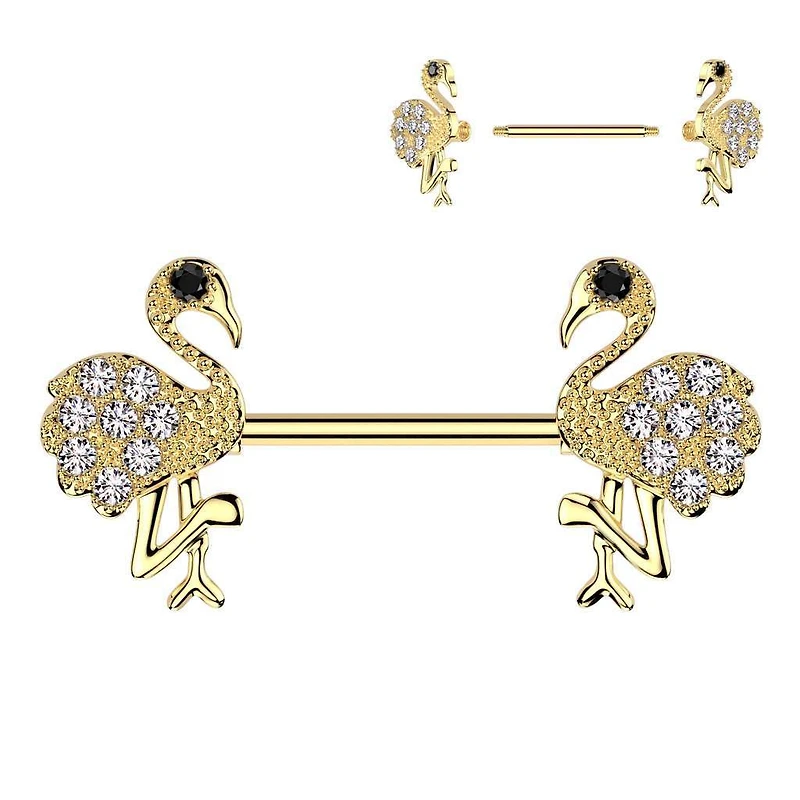 Flamingo Nipple Barbell 14g