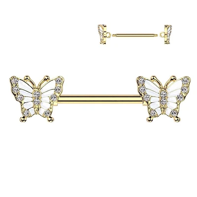 Butterfly Nipple Barbell 14g