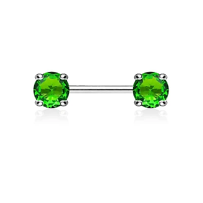 Claw-Set Crystal Nipple Barbell 14g