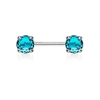 Claw-Set Crystal Nipple Barbell 14g