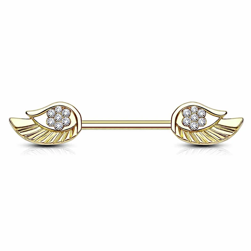 Jewelled Wings Nipple Barbell 14g