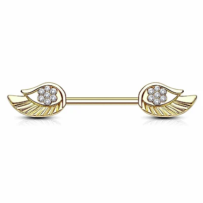Jewelled Wings Nipple Barbell 14g