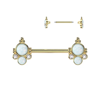 Opal Dotwork Fancy Nipple Barbell 14g