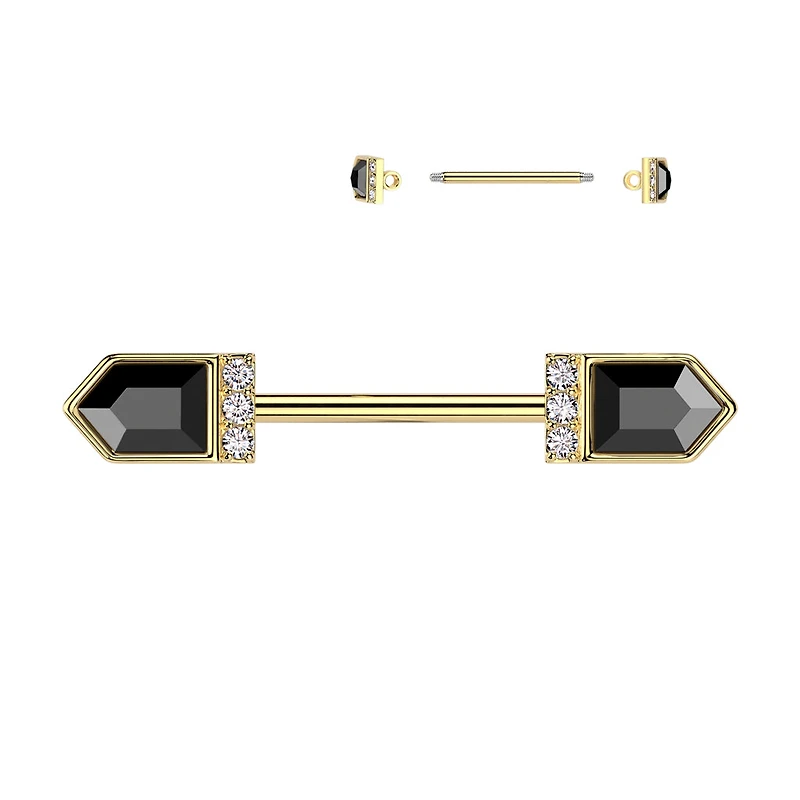 Arrows Crystal Nipple Barbell 14g