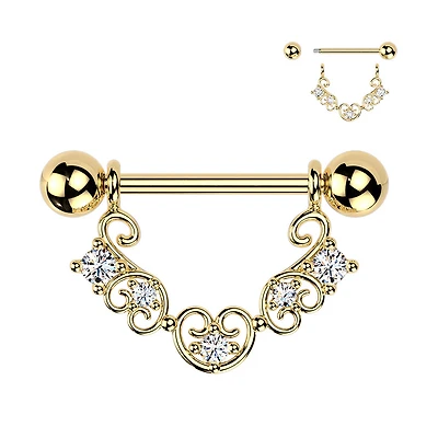 Crystal Trine Nipple Shield 14g