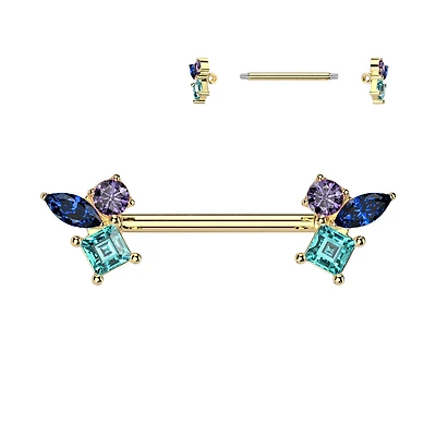 Crystal Cluster Nipple Barbell 14g