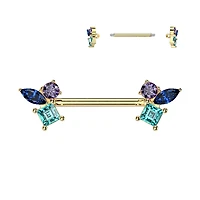 Crystal Cluster Nipple Barbell 14g