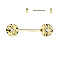 Floral Crystal Nipple Barbell 14g