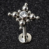 Premium G23 Titanium Dotwork Crystal Threadless Flat Back 16g