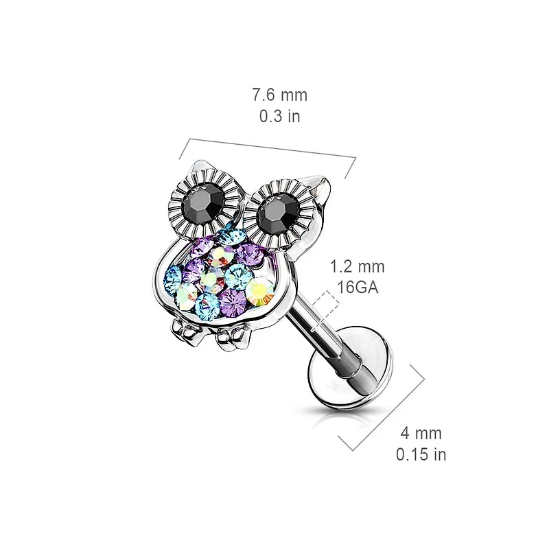 Premium Colourful Owl Flat Back 16g