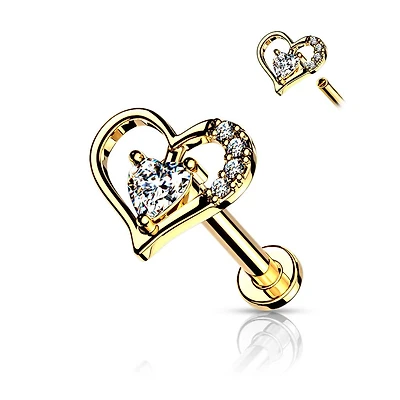 Heart Outline Flat Back 16g