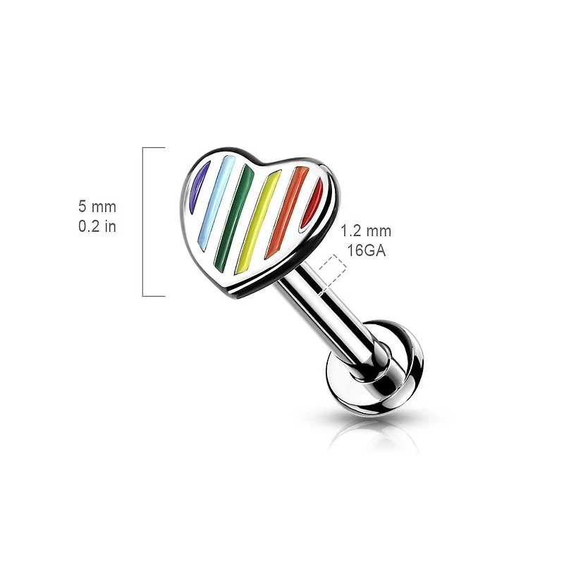 Premium Rainbow Heart Flat Back 16g