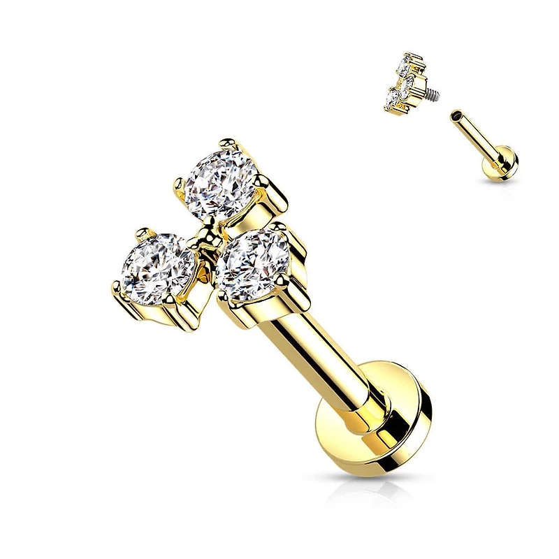 Premium Triple Crystal Triangle Flat Back 16g