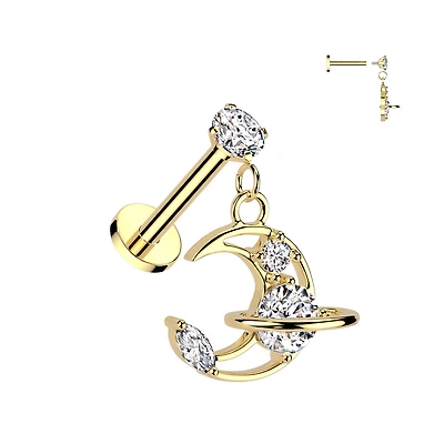 Claw-Set Crystal Moon Dangle Flat Back 16g