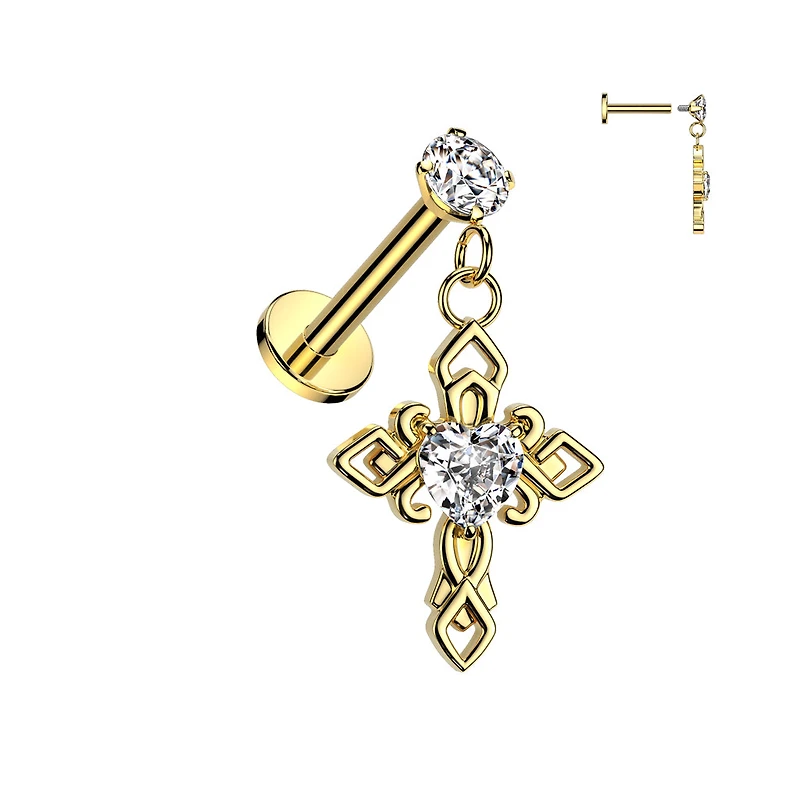 PREMIUM Claw-Set Crystal Cross Dangle Flat Back 16g