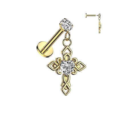 PREMIUM Claw-Set Crystal Cross Dangle Flat Back 16g