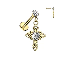 PREMIUM Claw-Set Crystal Cross Dangle Flat Back 16g