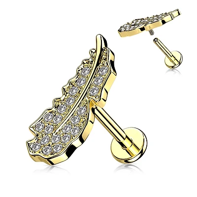 PREMIUM Crystal Feather Curve Flat Back 16g