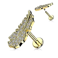 PREMIUM Crystal Feather Curve Flat Back 16g