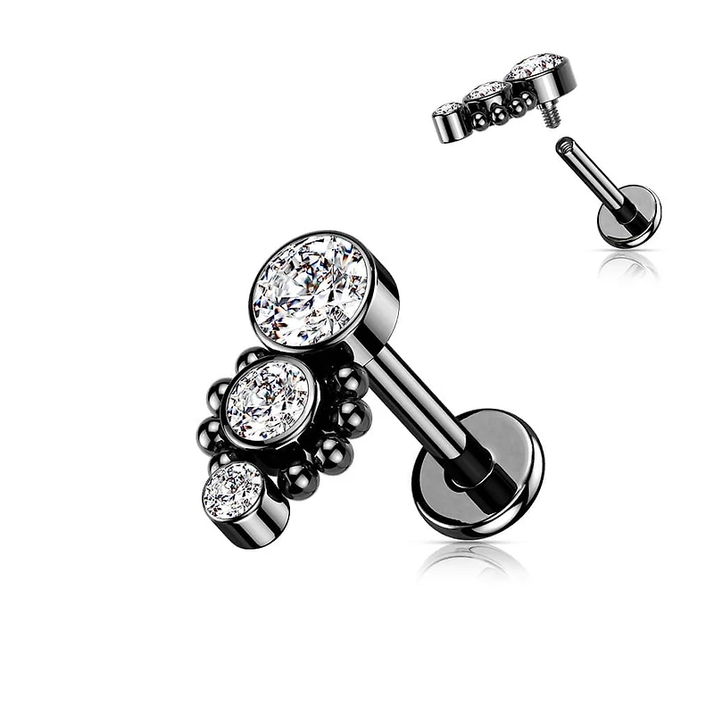 PREMIUM Tiered Crystal + Dotwork Flat Back 16g