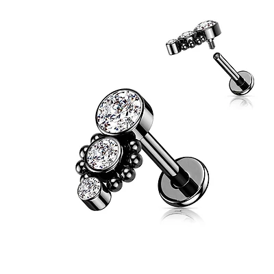 PREMIUM Tiered Crystal + Dotwork Flat Back 16g