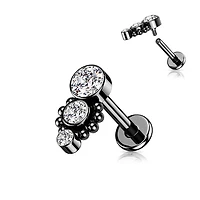 PREMIUM Tiered Crystal + Dotwork Flat Back 16g