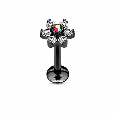 PREMIUM PVD Two-Tone Flower Flat Back 16g