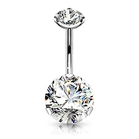 PREMIUM Large Crystal Navel Barbell 14g