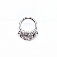 Leaves Bezel-Set Crystal + Chain Bendable Ring 16g