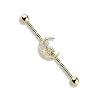 Moon + Star Fancy Industrial Barbell 14g