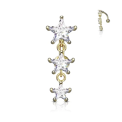 3 Tier Star Inverted Navel Dangle 14g
